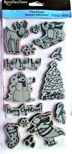Christmas Winter Animals Rubber Cling Stamp Set Recollections NEW 