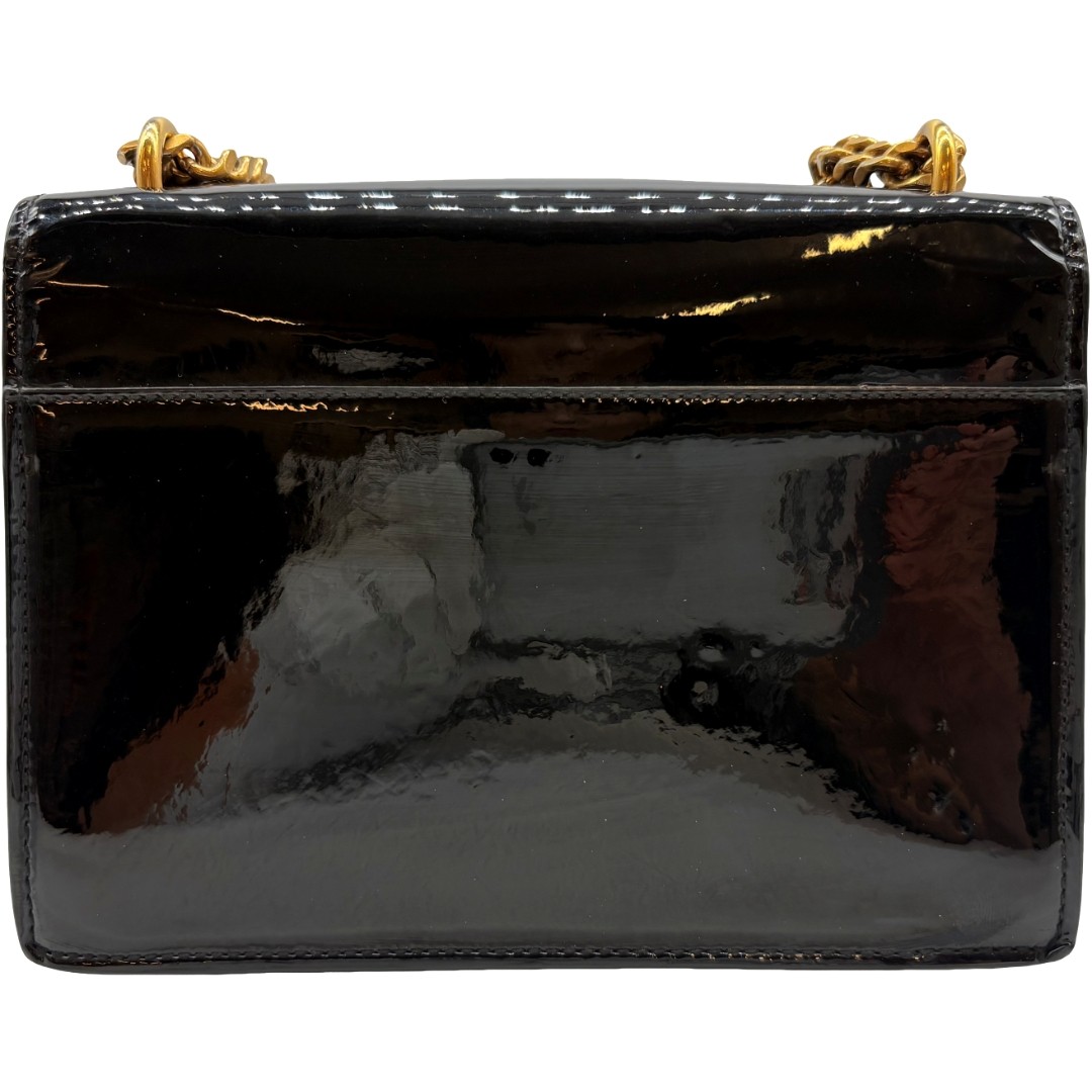 Borsa a tracolla originale YSL SAINT LAURENT Sunset catena pelle verniciata nera #36636762