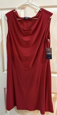 Chaps Women's Sleeveless Red Cowl Neck Dress Stretch Size XL NWT