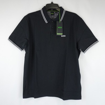 Boss Paddy Pro Short Sleeve Cotton Blend Polo Shirt In Dark Blue - Men's Size L