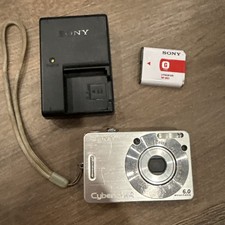 Sony Cyber-shot DSC-W50 Silver 6MP Compact Camera 3x Zoom, 2 NP-BG1 Charger