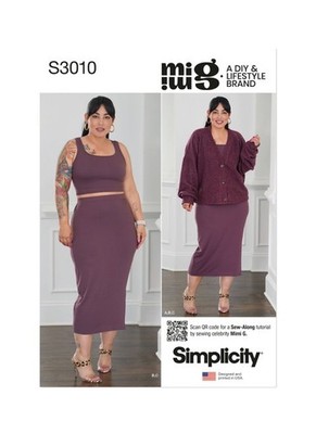 SIMPLICITY Schnittmuster 3010 Misses Damen Rock, Cardigan, Top Gr. 18-26