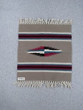 Vintage Ortega&rsquo;s Chimayo Hand Woven Wool Rug Tan Table Runner Southwestern