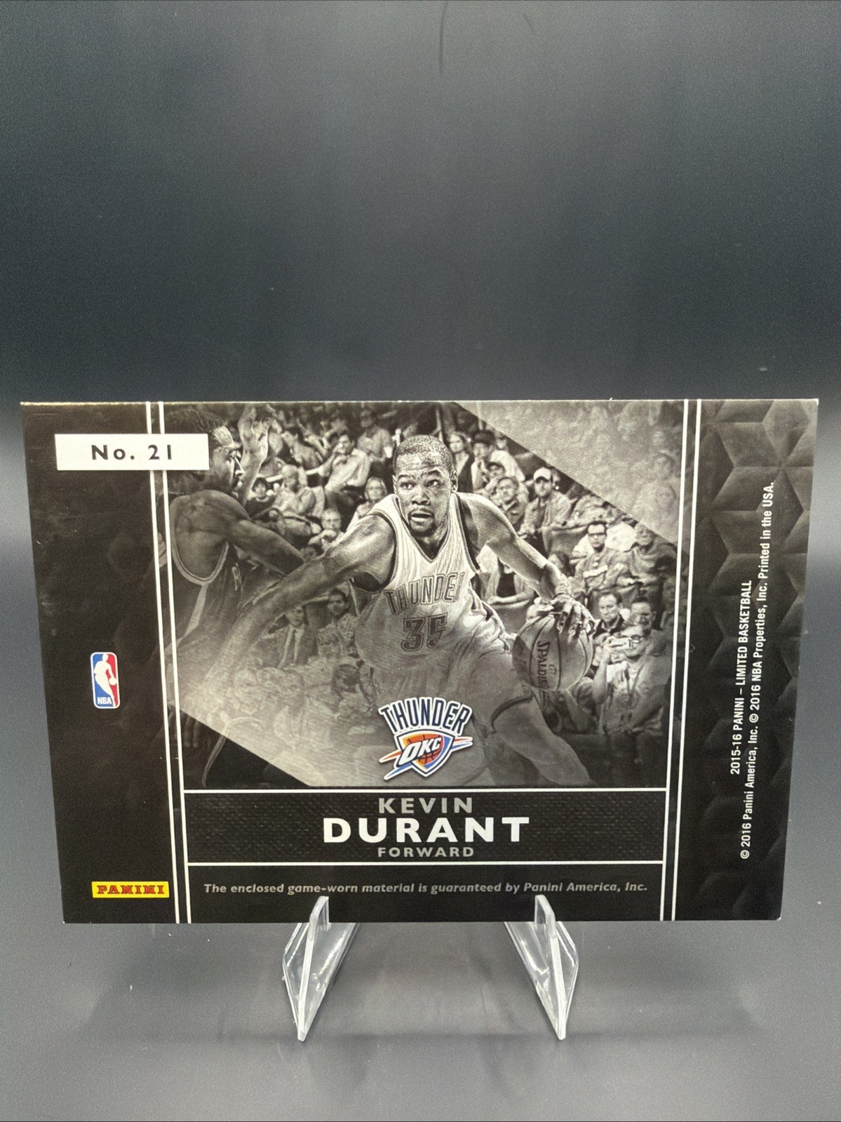 2015-16 Panini Limited Team Trademarks Kevin Durant 35/49 Game Used JERSEY NUMBE view 3