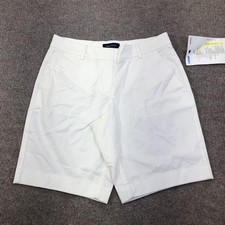 Nautica Shorts Womens 8 White Twill Chino 9 Inseam Stretch Zip Pocket Casual