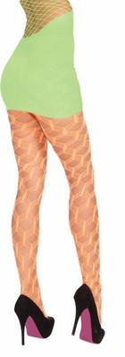 Club Candy Wide Fishnet Pantyhose Costume Hosiery Adult: Orange One Size