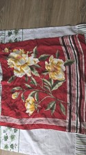 Vtg Anne Klein 100 Silk Square 20  x 20  Red Floral Pattern Scarf