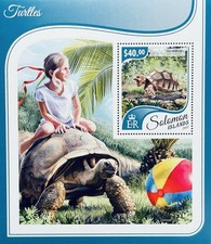 SOLOMON ISLANDS TURTLES STAMPS MNH 2017 GALAPAGOS GIANT TORTOISE TURTLE REPTILE