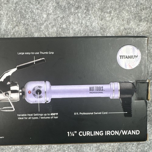 Hot Tools Curling Iron Professional Series 1. 1/4” Black And Violet Titanium - Picture 3 of 10
