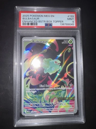 Bulbasaur 133/132 English Mega Evolution Stamped Full Art Promo PSA 9