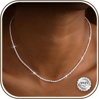 Halskette Sterling Silber 925 2Mm-3Mm Robuste Kette 16-22 Zoll Damen Schmuck