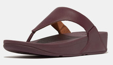 Image of FITFLOP LULU LEATHER TOE POST THONG SANDALS MAUVE WINE SIZE 5 EU 38 RRP £75.00