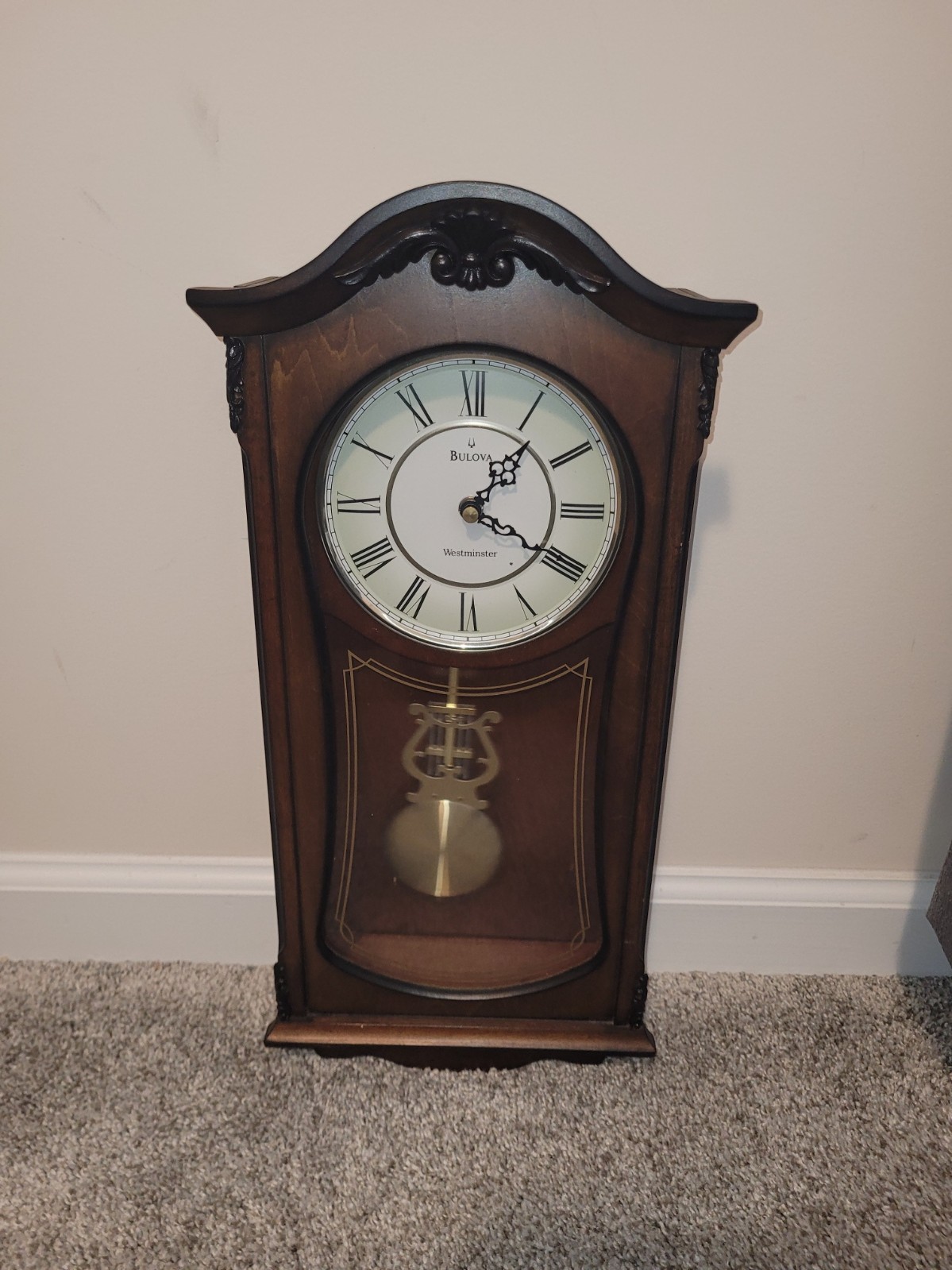 Bulova Cranbrook Westminster Chiming Wall Clock C3542 TESTED/WORKS