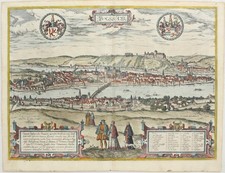 Aus Braun und Hogenberg, Stadtansicht von Passau/Bayern