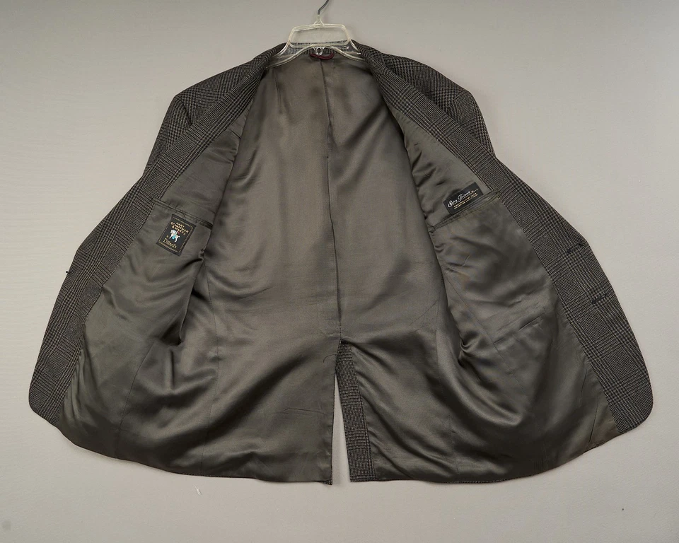 Blazer Hart Shaffner Marx 43R Abrigo Deportivo Marrón Lana a Cuadros Dos Botones De Colección Foto 4 de 4