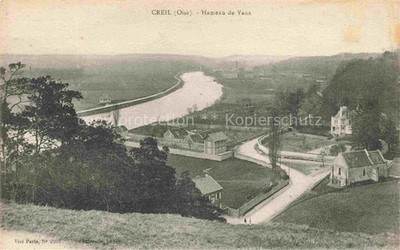 Creil SENLIS 60 Oise Hameau-de-Vaux Oise Fluss Fabrik Villa Haeuser Weg Tal