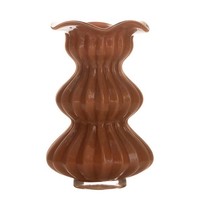 INNA-Glas Dekovase Durinna, Mit Rillen, Braun, 23Cm, Ø15Cm