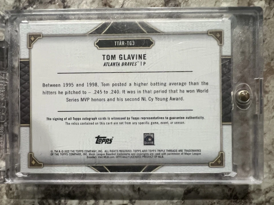 TOM GLAVINE 6/18 Auto Patch Topps 2022 Triple Threads Orange - Image 2 of 4