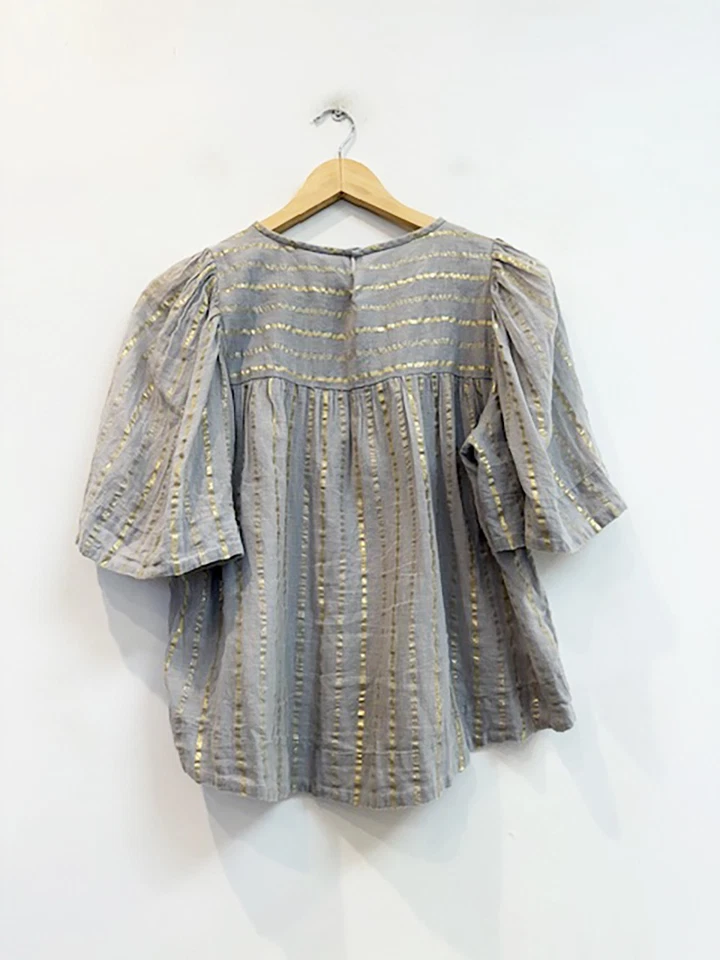 Top para mujer de diseñador Isabel Marant Etoile talla 10 38 FR a rayas grises y doradas Foto 2 de 4