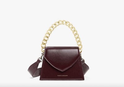 Tammy And Benjamin Gabrielle Mahogany Bag With Gold Chain and Strap New $317  