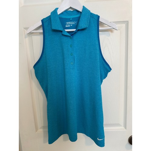 Nike Golf Dri-FIT Sleeveless Polo Shirt Blue Women's Large - Picture 1 of 6