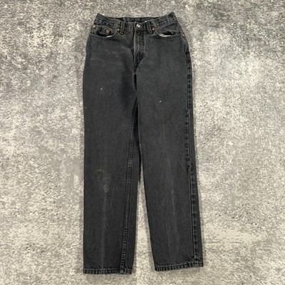 Vintage Levis Jeans Womens 9 Jr Med Black Denim 512 Slim Fit 90s Made In USA