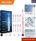 Rechargeable Sonic Electric Toothbrush with Timer - 75 Days Battery Life, Pink