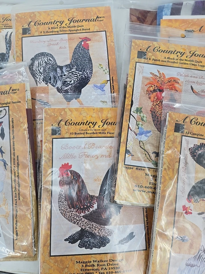 (8) Patrones de Edredón Un Diario de Campo Pollos Bloque del Mes 1-8 + Tela Foto 3 de 4