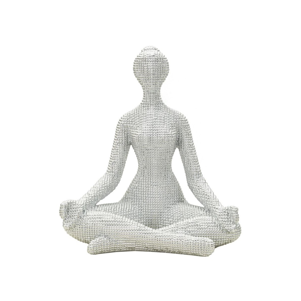 Statuette de yoga Donnina 23cm argent en résine pour décoration moderne