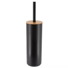 Black Toilet Brush and Holder Set Padang with Bamboo Top - Stylish Bathroom Clea