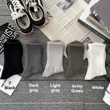 5Pairs of MEN'S AND WOMEN'S Black Cotton Business Mid Length Soft and Warm Autum