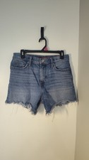 Vintage 90s Lucky Brand Dungarees Made in USA Denim Shorts Distressed Size 8 29