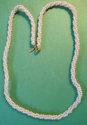Vintage MARVELLA Signed Twisted 3 Stranded PINK Colored PEARL Necklace 