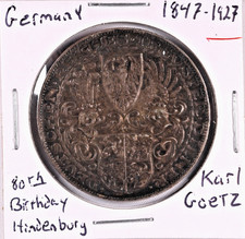 1847-1927 Germany Karl Goetz Medal Hindenburg 80th Birthday Silver 0.900 Coin