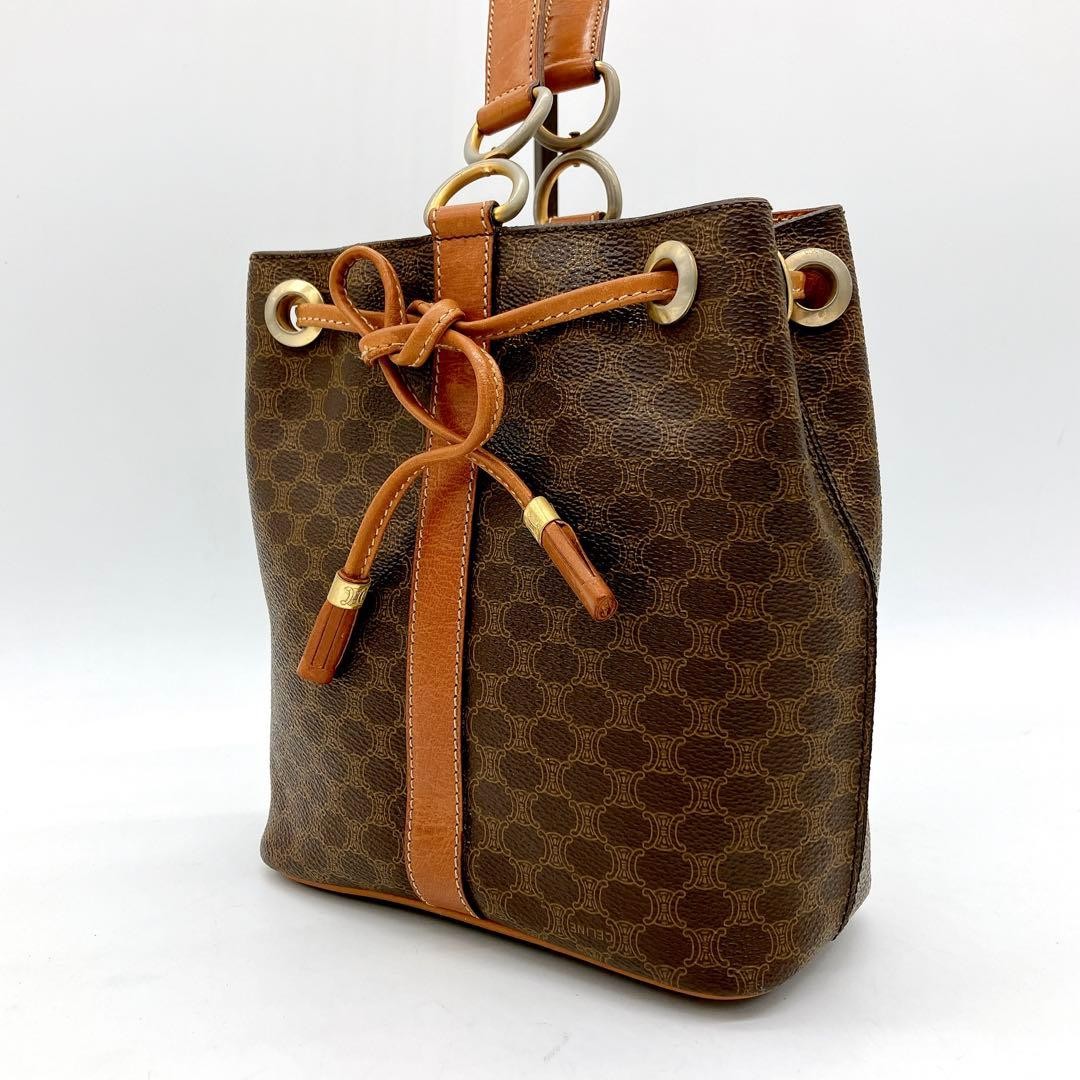 CELINE Shoulder Bag Macadam Pattern Drawstring PV… - image 20