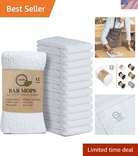 High Absorbency 100 Cotton Bar Towels - 12 Flexible Cleaning Rags, 16x19"