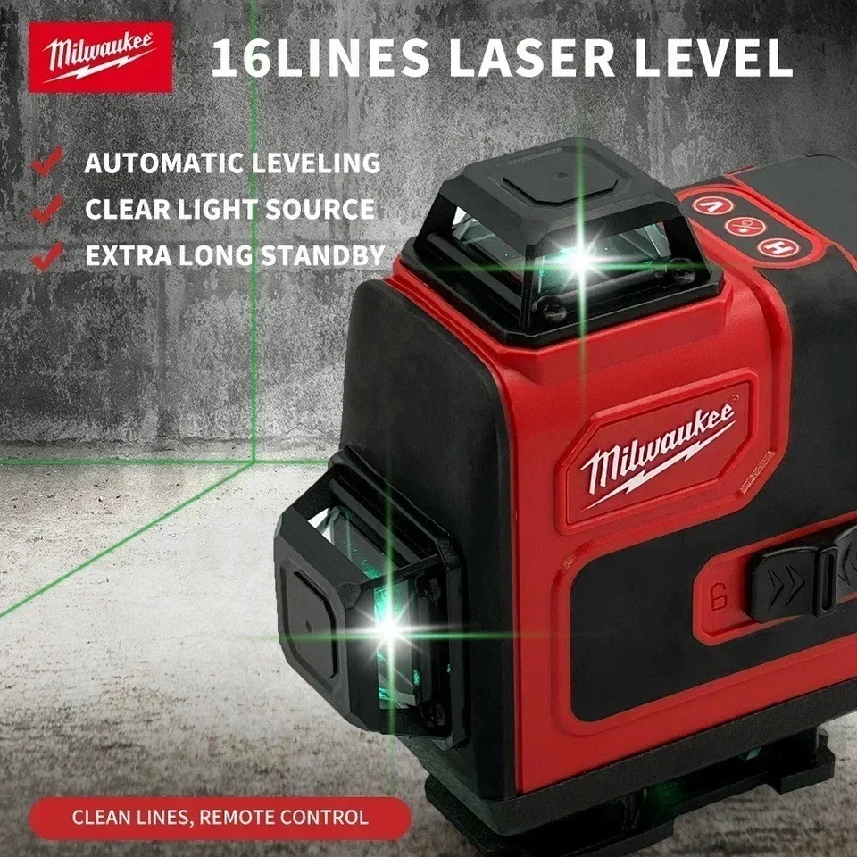 Milwaukee Laser Level Beam cross Green 16 Lines 4D Self Leveling 360 Horizontal - Image 3 of 4