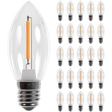 25 Packs Clear C7 LED Christmas Light Bulbs E12 Candelabra Base 0.6W 10W Equ...