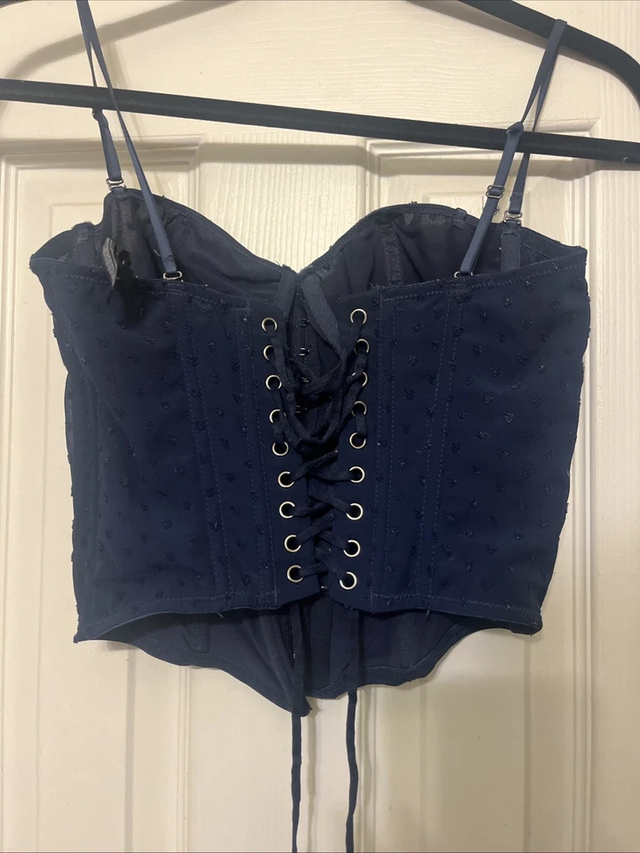 Top corsé Urban Out From Under Ribbon malla transparente con aros para mujer M Foto 4 de 4