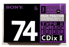 SONY CDix II 74 casete de audio vintage cinta en blanco sellada Hecho en Japón Tipo II