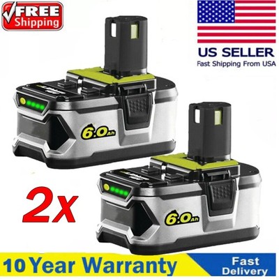 2 Packs For Ryobi P108 18V 6000mAh High Capacity Tool Battery 18Volt Lithium-Ion