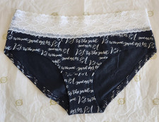 NWT Victoria's Secret Hiphugger Panties Logo Print Lace Trim Vintage 2015 Size M