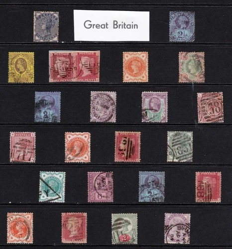Queen Victoria  G.B  Stamp Selection  from  Old Album   GCV