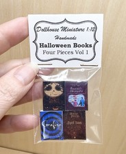 NEW Dollhouse Miniature 1:12 Book Set 4 Pcs  Halloween Books  Vol. 1 Spell Book