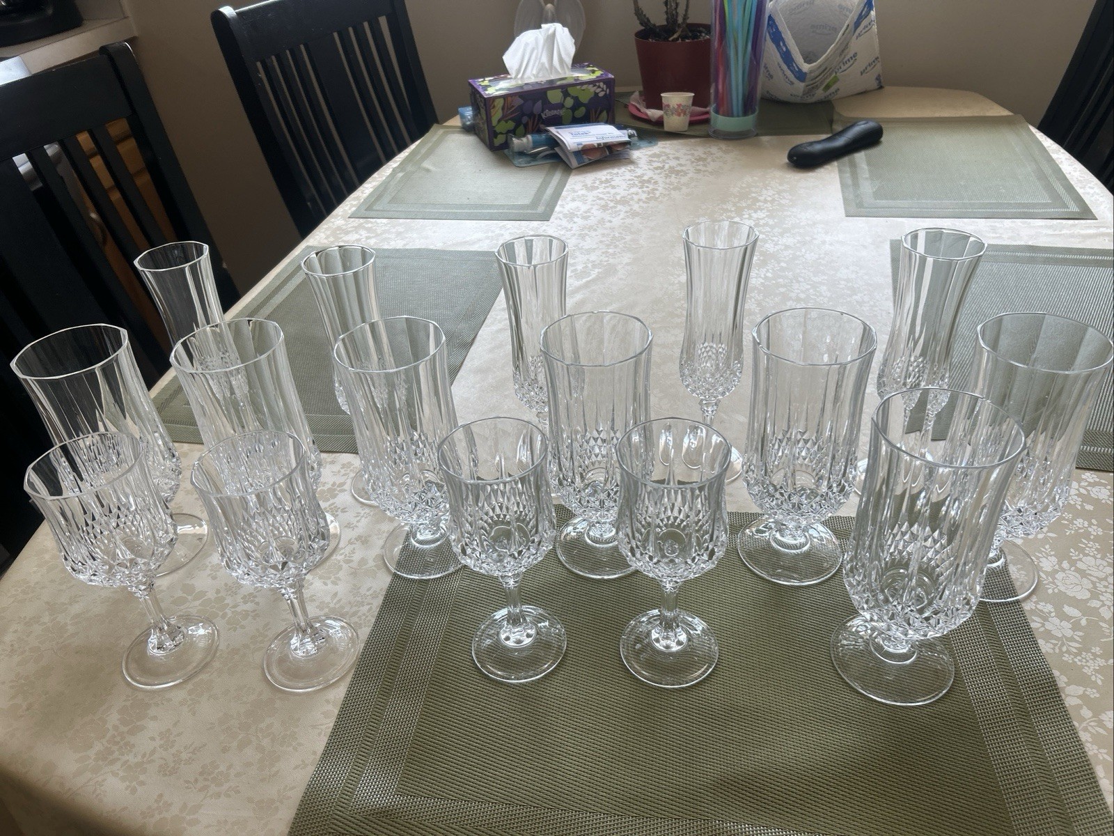 Cristal D'Arque Wine Glasses Set of 16 Perfect Condition Antique Crystal
