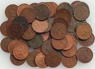 Finland 1 Penni 1919 1924 KM# 23 Copper coins. 50 Pcs. Lot.