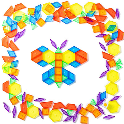 128 Pcs Translucent Pattern Blocks   Geometric Shapes for Light Table, Ideal ...