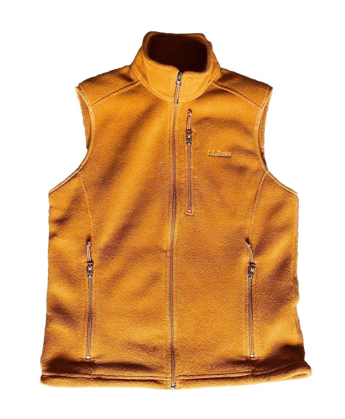 LL Bean Polartec Fleece Full Zip Vest Burnt Orange Men’s Size Small