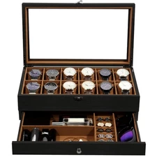 12 Slots Watch Box Solid Wood Watch Case Jewelry Storage Display Case Gift