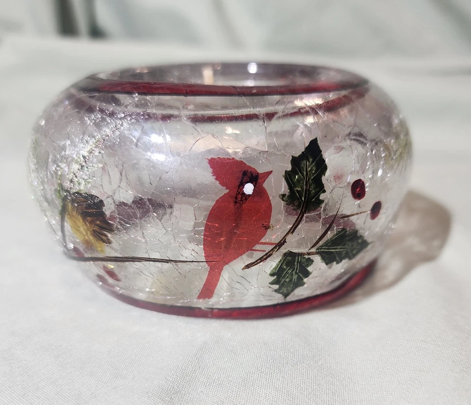 Portavelas Yankee Holiday Tealight, vidrio agrietado Foto 4 de 4